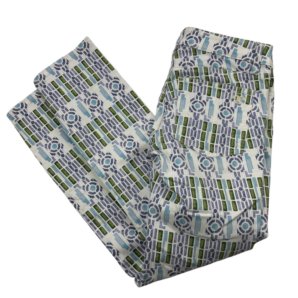 Tory Burch Printed Women's Size 28 Geometric Pattern Skinny Jeans 27" Inseam - Picture 6 of 16